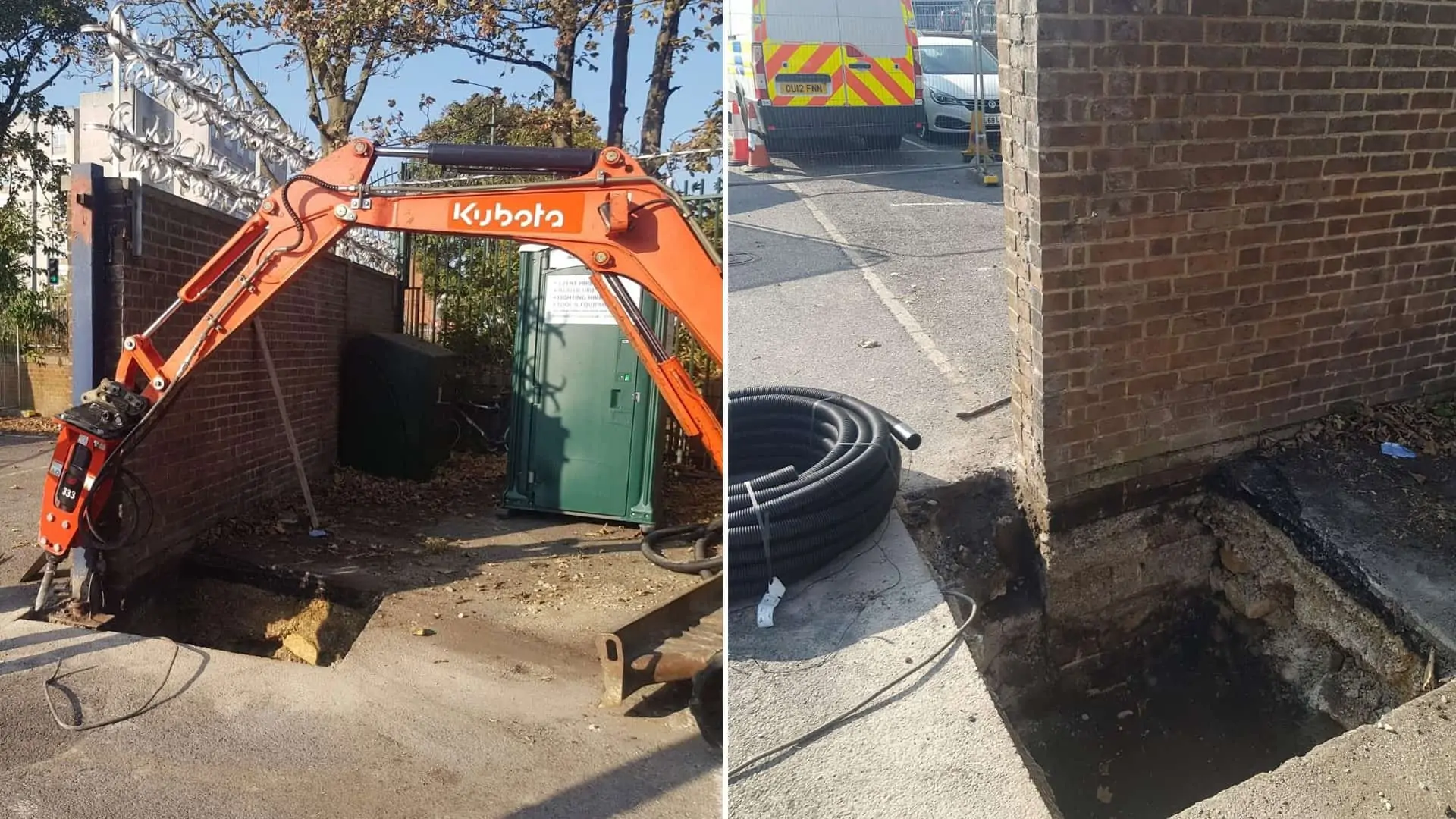Excavation begins for the huge concrete pads required for our bi-fold gate control tower